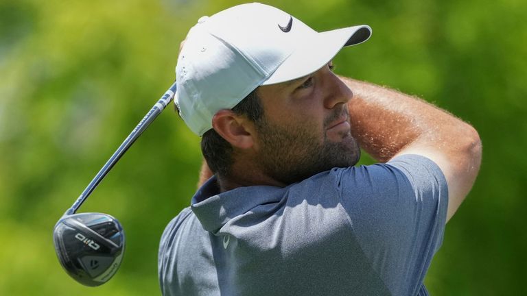 DUBLIN, OH - MAY 29: Scottie Scheffler of the United States tees off from the second tee during the first round of the Memorial Tournament on May 29, 2025 at Muirfield Village Golf Club in Dublin, Ohio. (Photo by Jason Mowry/Icon Sportswire) (Icon Sportswire via AP Images)