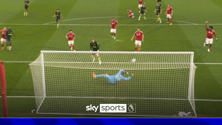 Sels makes save against Nottingham Forest.