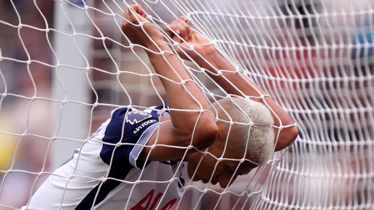 Tottenham Hotspur's Richarlison reacts during the Premier League match at West Ham