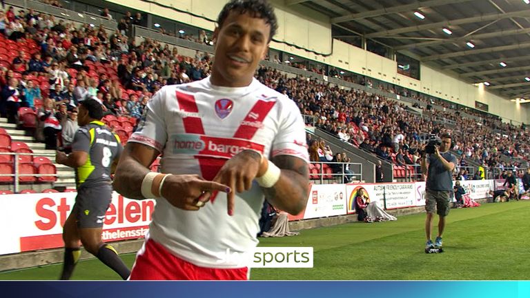 Mark Percival's super pass finds Tristan Sailor for St Helens' fifth try 
