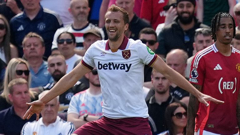 West Ham United's Tomas Soucek celebrates his goal