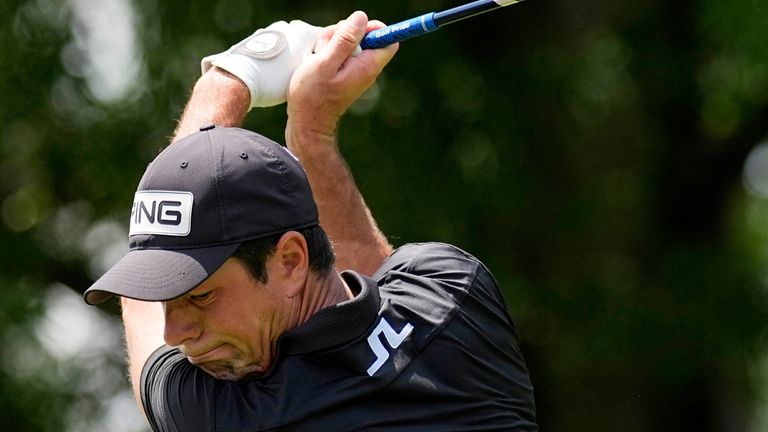 Viktor Hovland, of Norway, hits his tee shot on the second hole during the first round of the PGA Championship golf tournament at the Quail Hollow Club, Thursday, May 15, 2025, in Charlotte, N.C. (AP Photo/George Walker IV) 