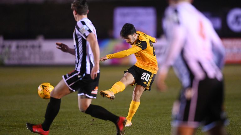 Vitinha scores in the FA Cup fourth round for Wolves against Chorley in 2021