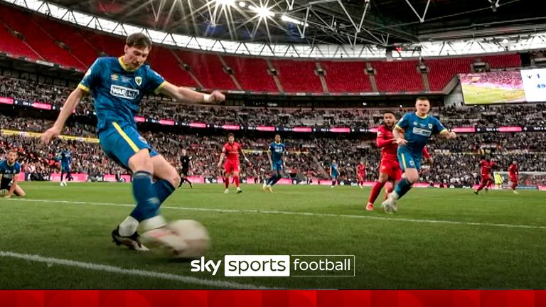 Walsall goal line clearance in League Two play-off final against Wimbledon