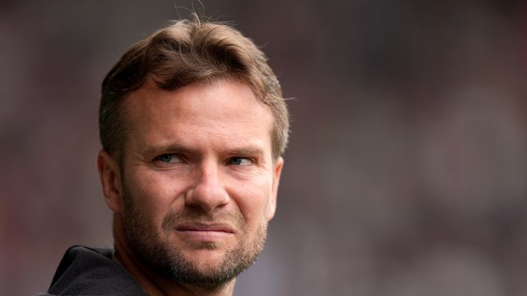 Watford manager Tom Cleverley during the Sky Bet Championship match at The Hawthorns, West Bromwich. Picture date: Saturday April 12, 2025.