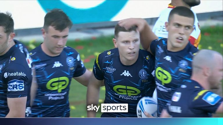 Jay Field opened the scoring for Wigan with an amazing try...