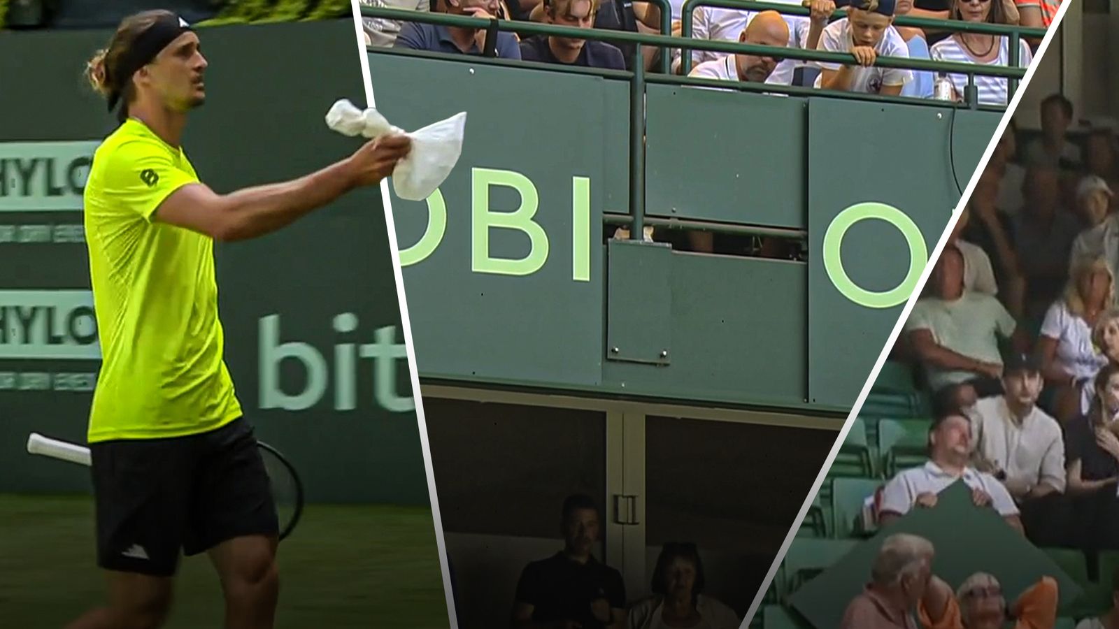 Spectators treated after advertising board falls from stadium during Alexander Zverev match in Halle