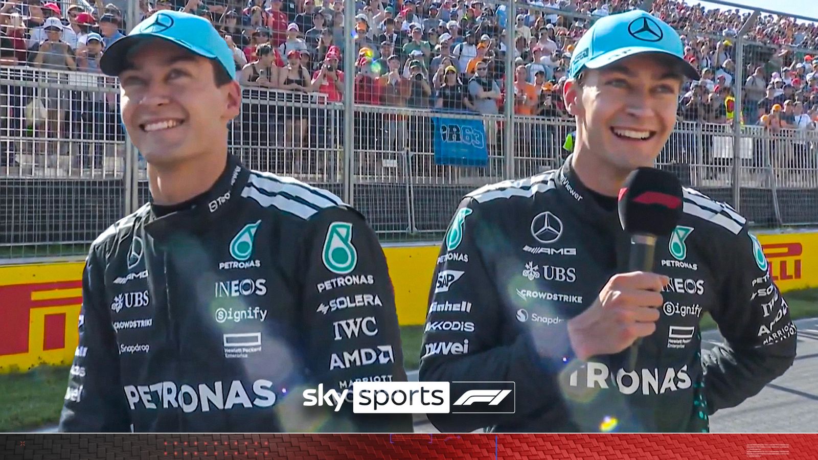Russell shocks crowd with penalty points dig at Verstappen