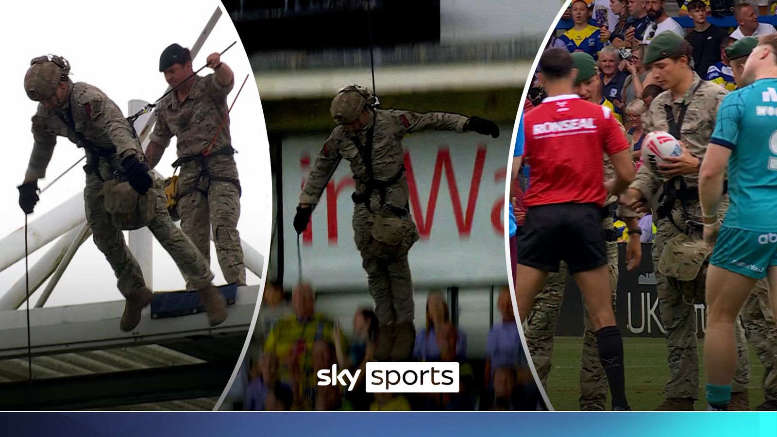 'It's making me dizzy already' | Soldiers deliver match by ABSEILING