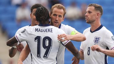 Harry Kane celebrates his goal against Andorra with team-mates
