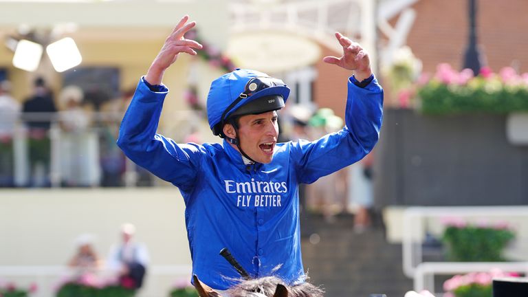 William Buick takes the roars of the Royal ASCOT crowd after winning the glory of the Golden Cup on Trawlerman 