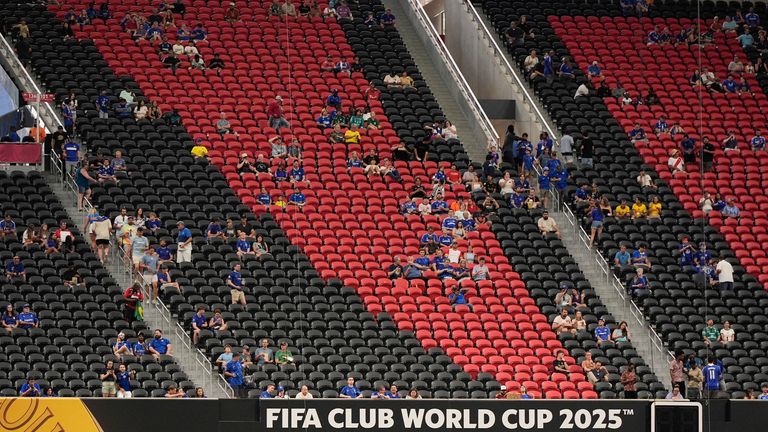 Fans wait for the start of the Club World Cup match between Chelsea and Los Angeles FC