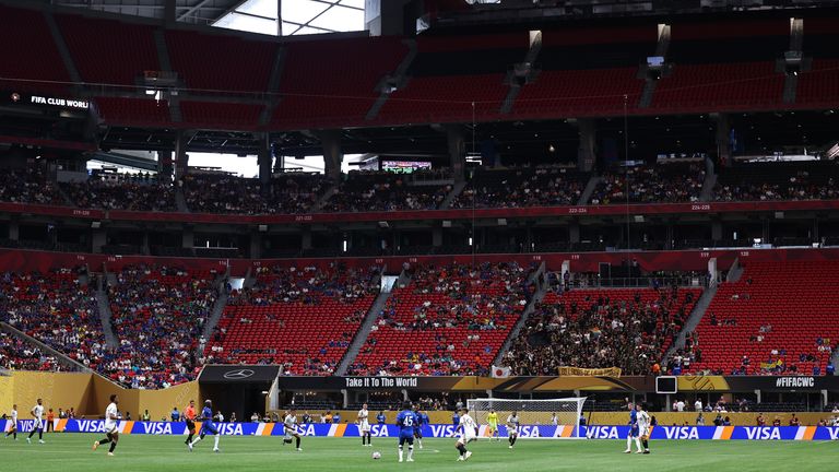 Empty seats at the Mercedes-Benz Stadium for Chelsea vs LAFC