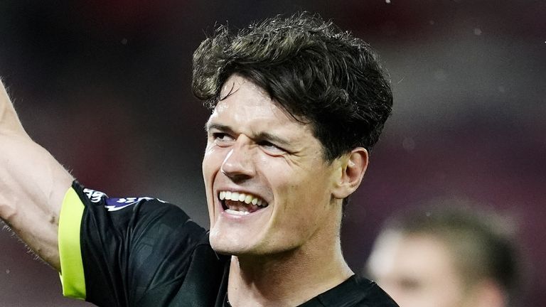 Brentford's Christian Norgaard celebrates after the Premier League match at City Ground, Nottingham. Picture date: Thursday May 1, 2025.