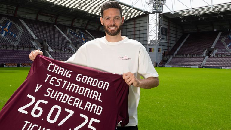 Hearts will face Gordon's former Sunderland in the testimonial match in July 