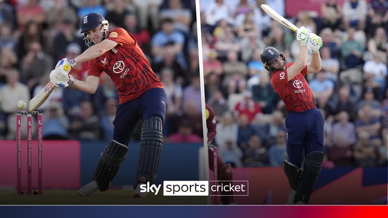 Watch all sixes from England's second-highest total in T20Is against the West Indies.