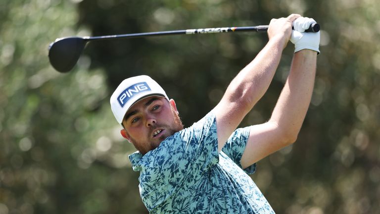 PORTO ERCOLE, ITALY - JUNE 26: Dan Bradbury of England tees off on the seventh hole on day one of the Italian Open 2025 at Argentario Golf &