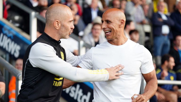 Dino Maamria when he was Burton manager going up against then-Leicester manager Enzo Maresca in the Carabao Cup in 2023