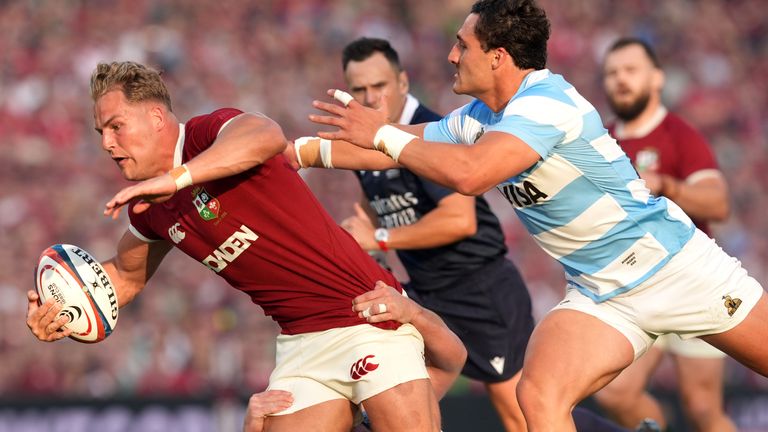 British and Irish Lions' Duhan van der Merwe during the Lions 1888 Cup match at the Aviva Stadium in Dublin, Ireland. Picture date: Friday J