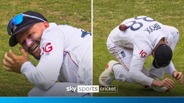 England's Test match against India not going to plan as Harry Brook pelted by Ben Duckett's fielding.