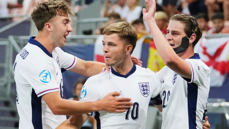 England's James McAtee scored against Spain