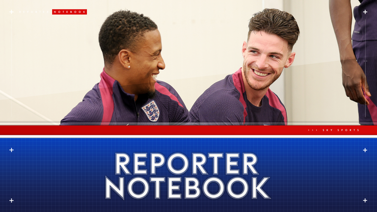 Ezri Konsa and Declan Rice during England's training camp ahead of their World Cup qualifier with Andorra 