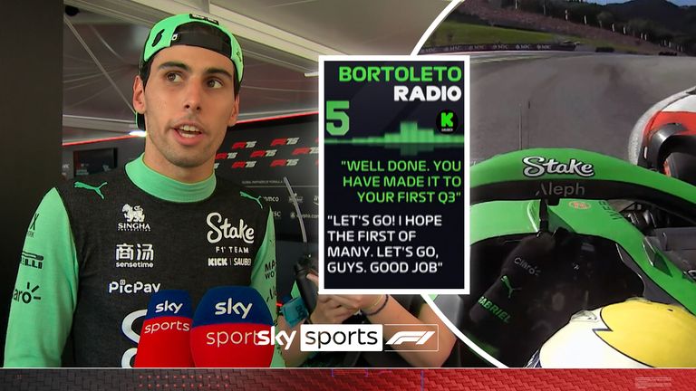Gabriel Bortoleto was delighted with his qualifying performance, which saw the Sauber rookie reach Q3 for the first time.