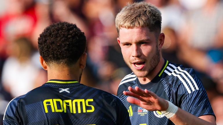 George Hirst (R)  and Che Adams both scored against Liechtenstein