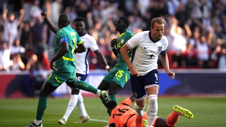 Harry Kane wheels away after scoring the opener for England against Senegal