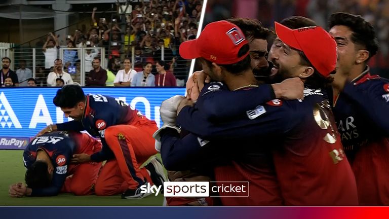 Watch the moment that Virat Kohli and his teammates were confirmed as Indian Premier League champions for the first time in their history after beating the Punjabi Kings. 
