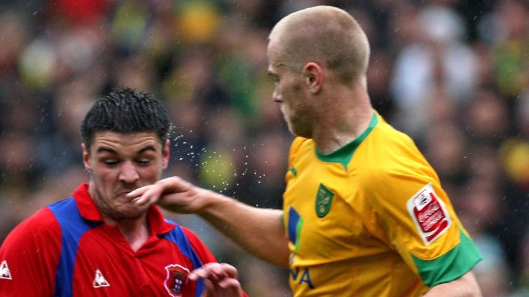 Jens Berthel Askou (R) played for Norwich between 2009 and 2011