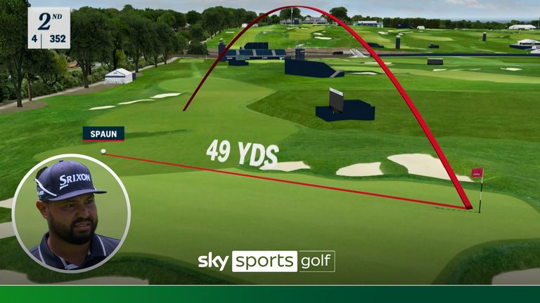 JJ Spaun hits pin at US Open