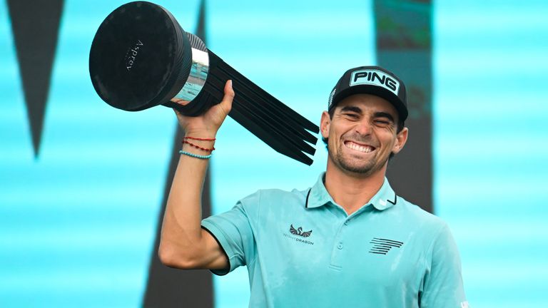 Joaquin Niemann picked up his sixth victory in the LIV Golf League in Virginia 