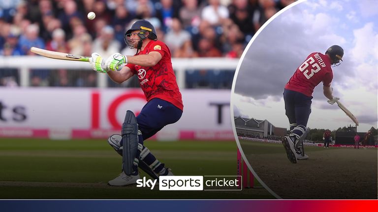 Watch the best of Jos Buttler as he smashed a blistering 96 against the West Indies in the first T20.