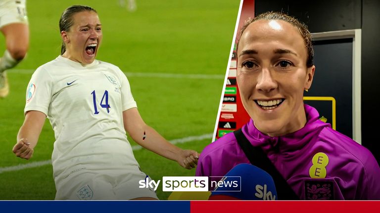 England's Fran Kirby celebrates after scoring her side's 4th goal during the Women Euro 2022 semi final soccer match between England and Sweden at Bramall Lane Stadium in Sheffield, England, Tuesday, July 26, 2022. 