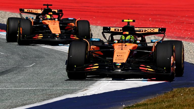 Lando Norris and Oscar Piastri in close combat in the Austrian GP