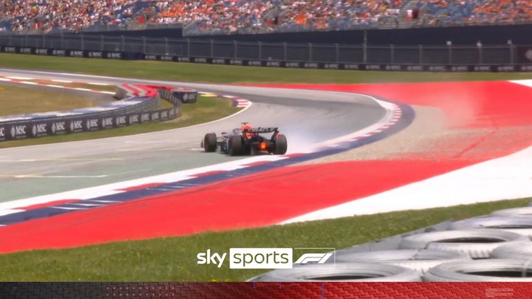 Max Verstappen takes an elegant 360 spin during P3 of the Austrian Grand Prix