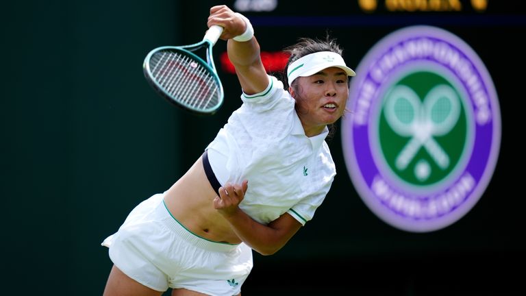 Mimi Xu on the practice courts at the All England Lawn Tennis and Croquet Club in Wimbledon ahead of the Wimbledon Championships, which be