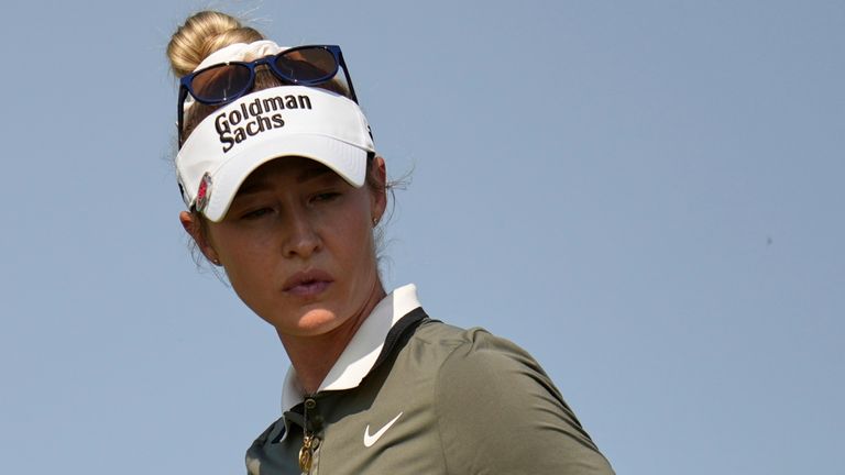 Nelly Korda after putting on the 12th hole during the fourth round of the U.S. Women's Open golf tournament at Erin Hills Sunday, June 1, 2025, in Erin, Wis. (AP Photo/Jeff Roberson)