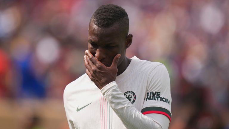 NIcolas Jackson was shown a straight red card for a reckless tackle