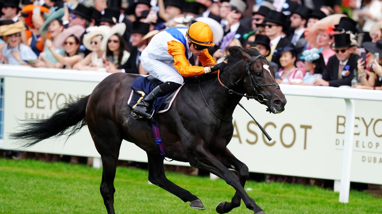Noble Champion and Kieran Shoemark on their way to winning the Jersey Stakes at Royal Ascot