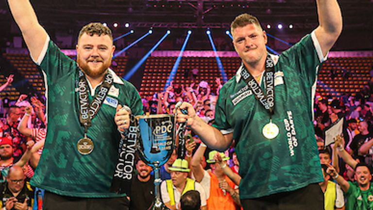 Northern Ireland celebrate with the World Cup of Darts (Jenny Segers, PDC Europe)