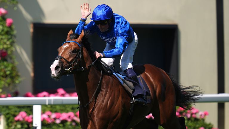 Ombudsman, ridden by William Buick, on the way to winning the Prince Of Wales's Stakes on day two of Royal Ascot