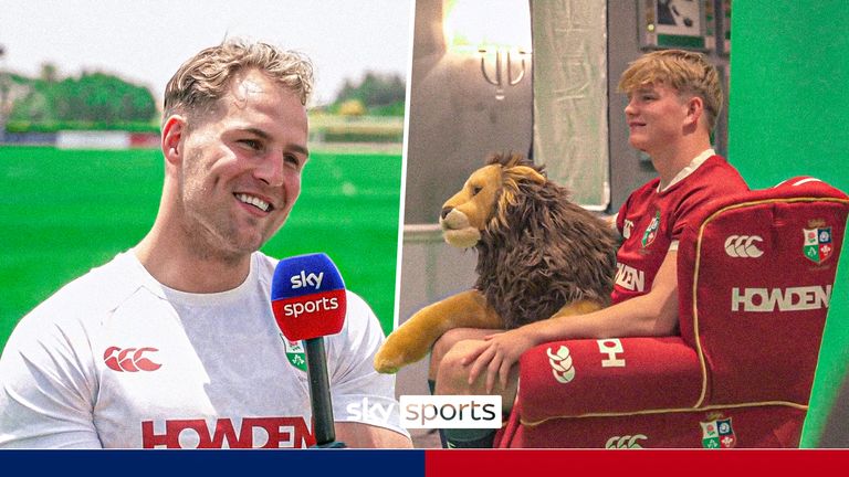 Henry Pollock taking care of Lions bear.