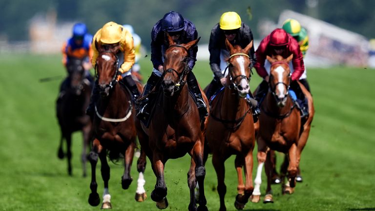 Garden Of Eden crosses the line in front in the Ribblesdale Stakes