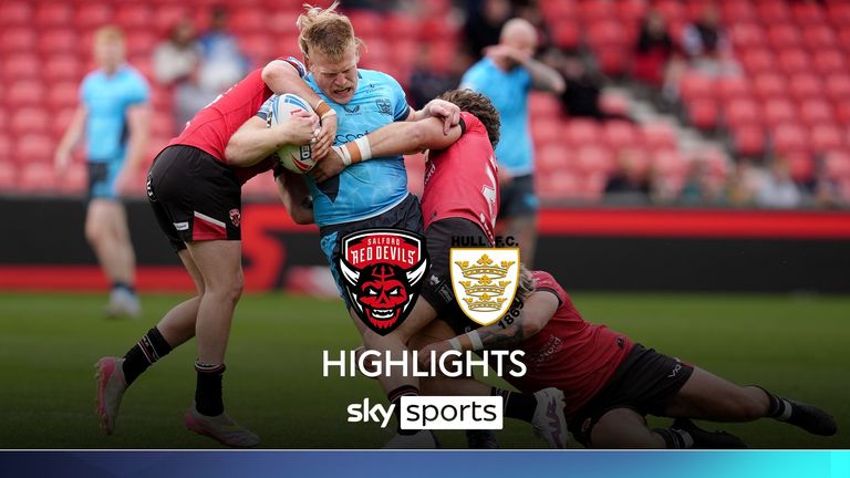 Highlights of the Super League match between Salford Red Devils and Hull FC.