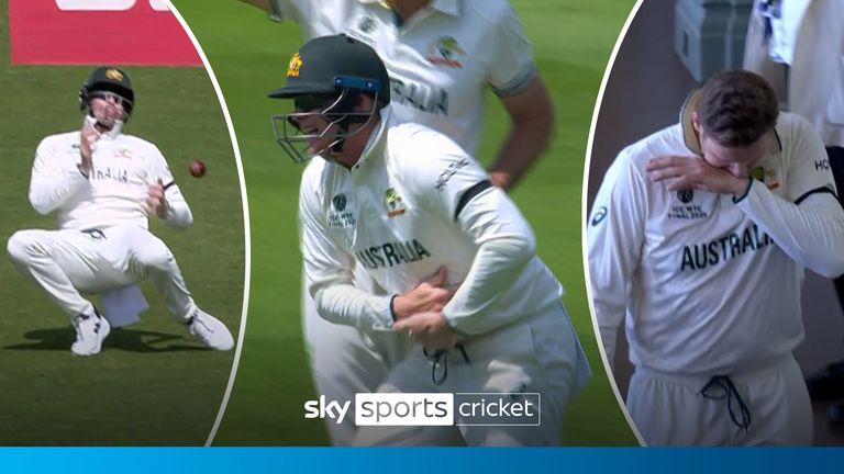 Steve Smith is forced to leave the field with a suspected dislocated finger after he drops a catch from Aiden Markram's edge. 