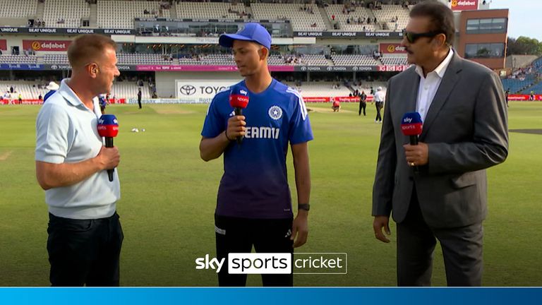 Yashasvi Jaiswal shows a relaxed reaction after he reaches a ton on day one of the First Test against England as he helped his side set a big score in Headingley.
