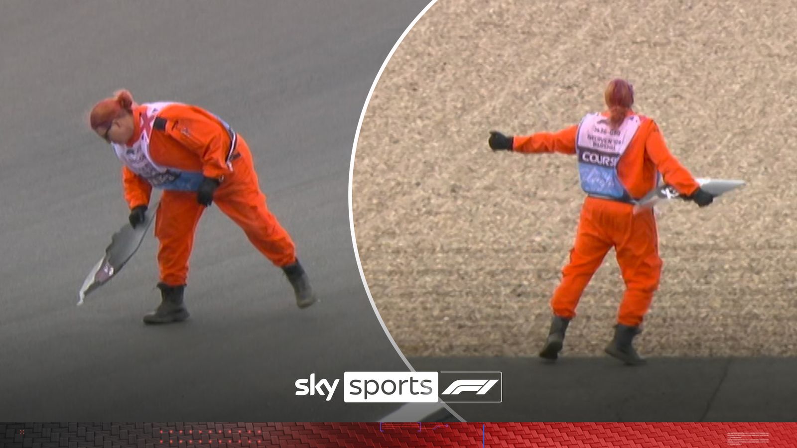 A Silverstone 'SIUUU'! | Marshal hits Ronaldo celebration collecting rogue car part!