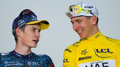 Jonas Vingegaard (L) and Tadej Pogacar (R) are favourites for the 2025 Tour de France which runs until Sunday, July 21